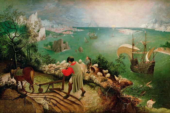 Tableau  Vue idyllique avec la chute d&#39;Icare cachée