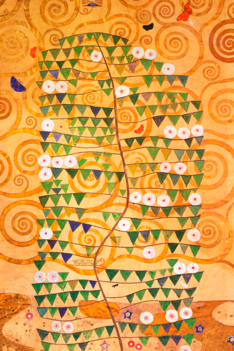Tableau  Un motif moderne avec un arbre sur fond orange