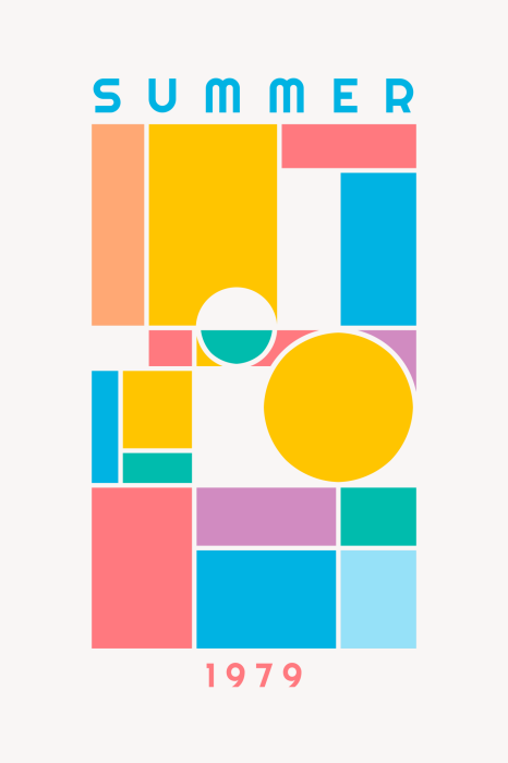 Tableau  Motif géométrique coloré avec inscription