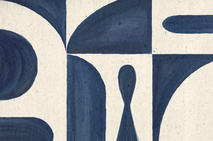 Tableau  Formes abstraites bleu marine sur fond crème