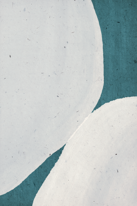 Tableau  Formes irrégulières sur fond turquoise