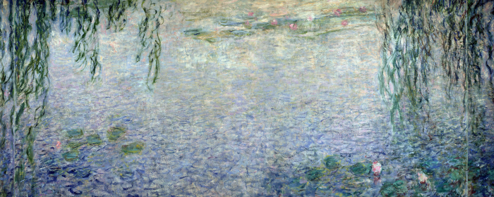 Tableau  Délicats reflets de nénuphars parmi les saules pleureurs