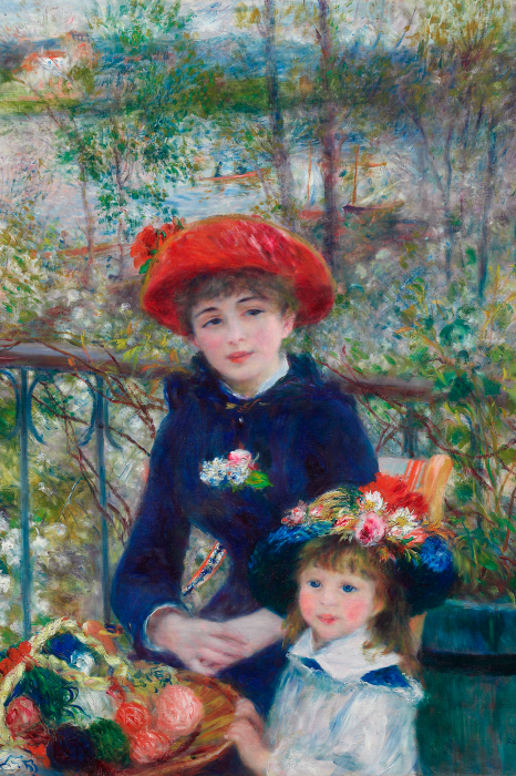 Tableau  Des enfants sur la terrasse d&#39;été donnant sur l&#39;eau