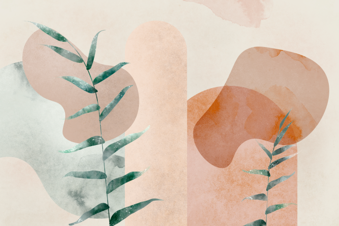 Tableau  Petites feuilles sur fond abstrait