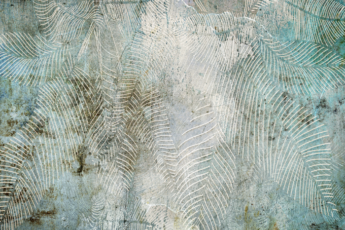 Tableau  Motif botanique avec des feuilles sur fond béton