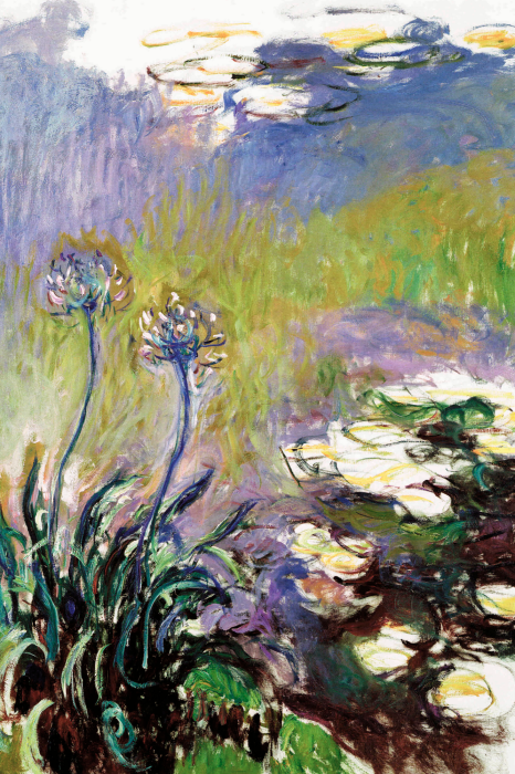 Tableau  Une prairie pleine de fleurs et de nénuphars au bord de l&#39;étang