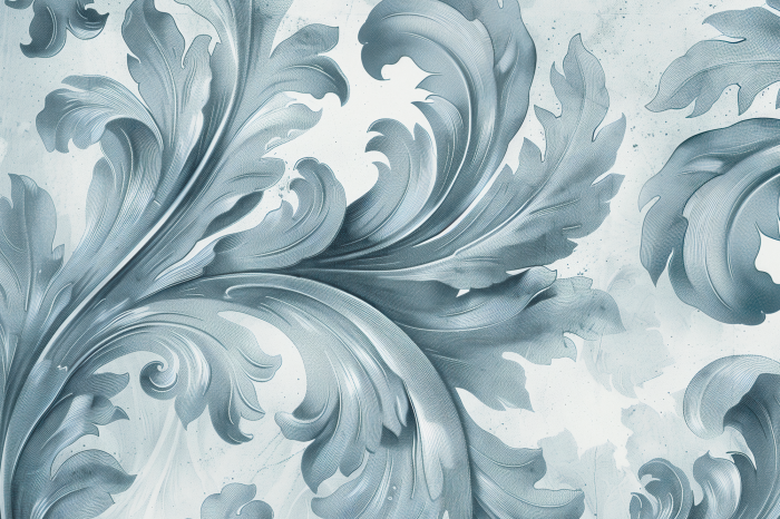 Tableau  Stone Baroque Ornaments in Light Shades of Gray-Blue