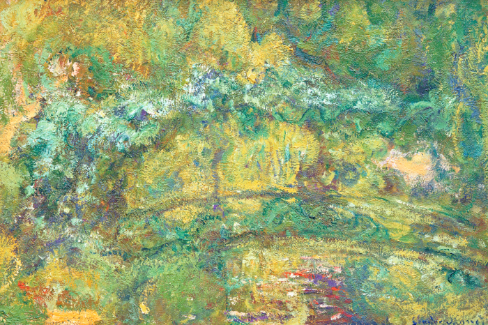 Tableau  Un paysage floral pittoresque avec un pont majestueux