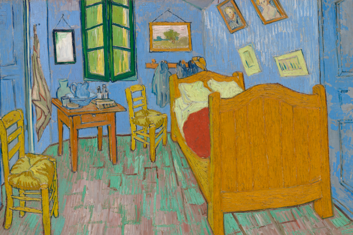 Tableau  Chambre rustique avec tableaux et mobilier en bois