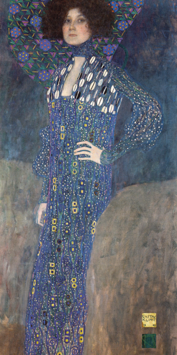 Tableau  Portrait d&#39;Émilie Flöge en robe à motifs décoratifs