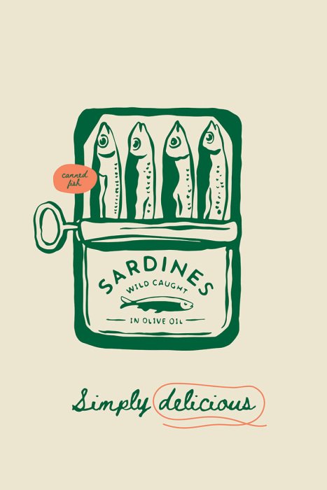 Tableau  Sardines dans une élégante boîte verte