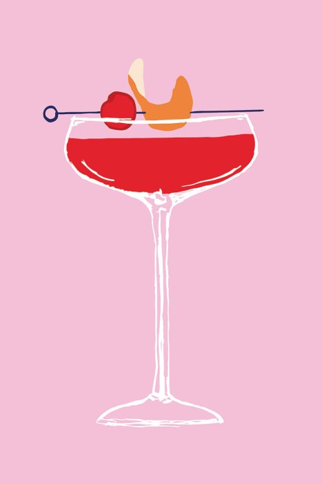 Tableau  Illustration minimaliste d&#39;un cocktail dans un verre.