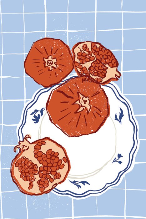 Tableau  Assiette décorative avec des grenades mûres