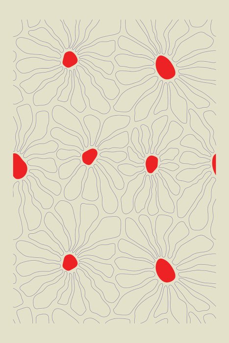 Tableau  Croquis artistique de marguerites avec une tache rouge contrastante