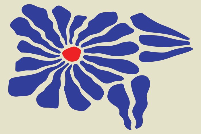 Tableau  Fleur abstraite avec des accents bleus et rouges