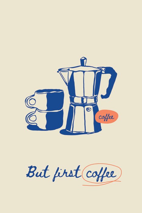 Tableau  Une tasse en porcelaine de café aromatique et une cafetière