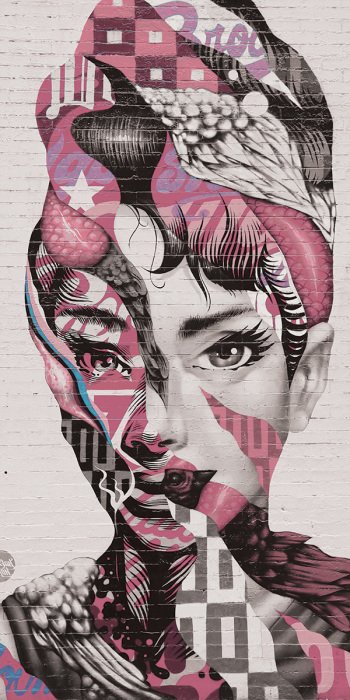 Tableau  Une fresque abstraite et dynamique représentant le portrait d&#39;une femme