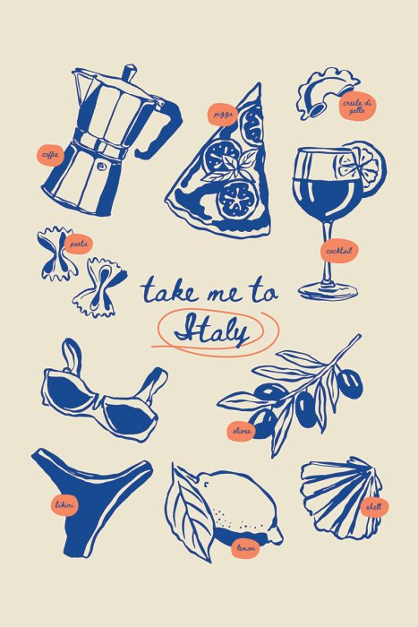 Tableau  Saveurs italiennes traditionnelles sur la table