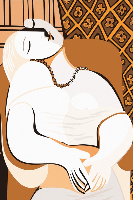 Tableau  Une composition expressive représentant une femme dans un fauteuil