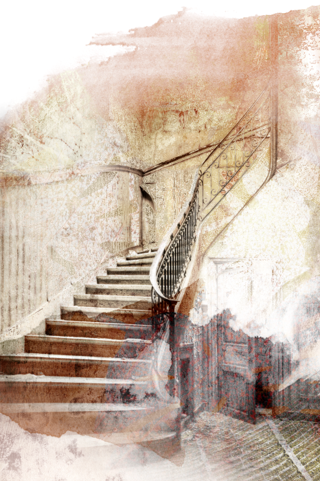 Poster  Scène artistique avec escalier lumineux