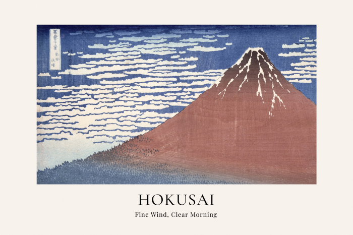 Poster  Un volcan au style japonais minimaliste