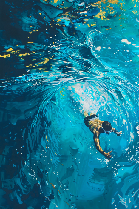 Poster  Un homme nageant dans une piscine