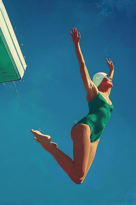 Poster  Un nageur qui saute dans l'eau