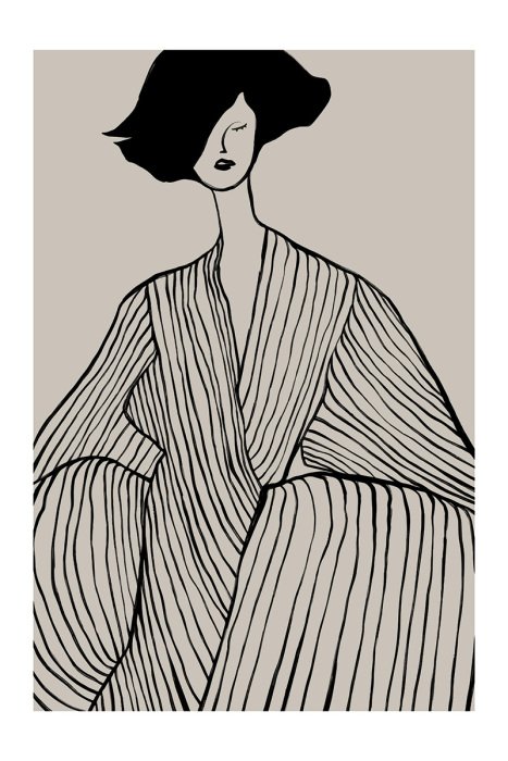 Poster  Femme élégante, dessinée d'un seul trait sur fond clair