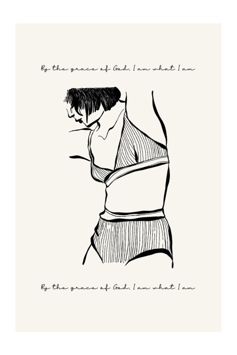 Poster  Silhouette délicate d'une femme avec du texte