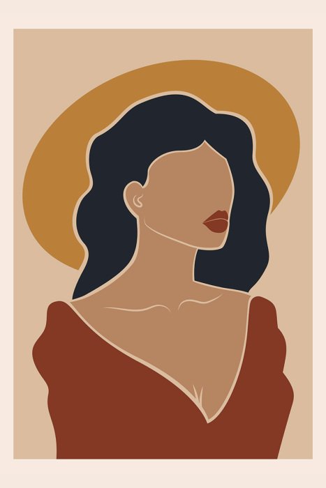 Poster  Portrait artistique d'une femme au chapeau élégant