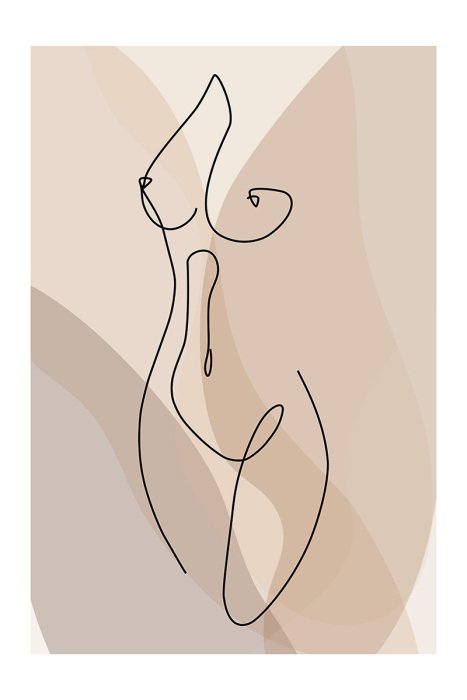 Poster  Esquisse artistique du corps d'une femme sur un fond beige chaud.