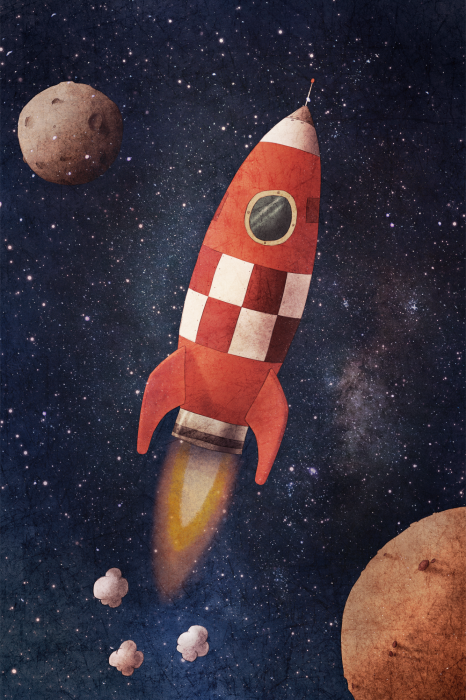 Poster  Un vaisseau spatial dans l'espace avec des planètes