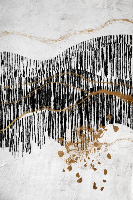 Poster  Une composition avec des lignes et des décorations dorées