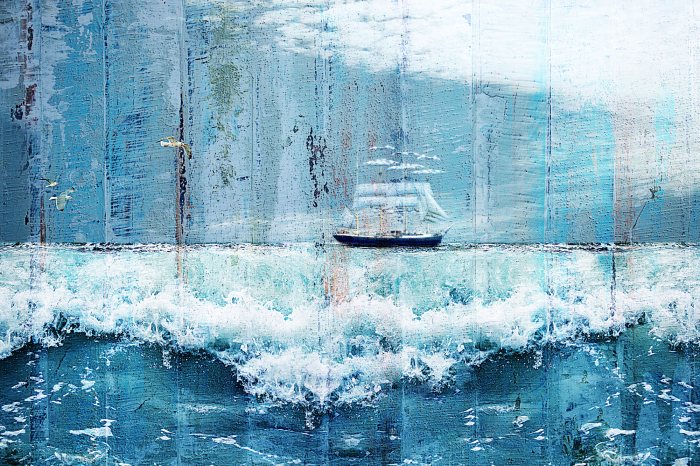 Poster  Une scène peinte représentant un voilier en mer