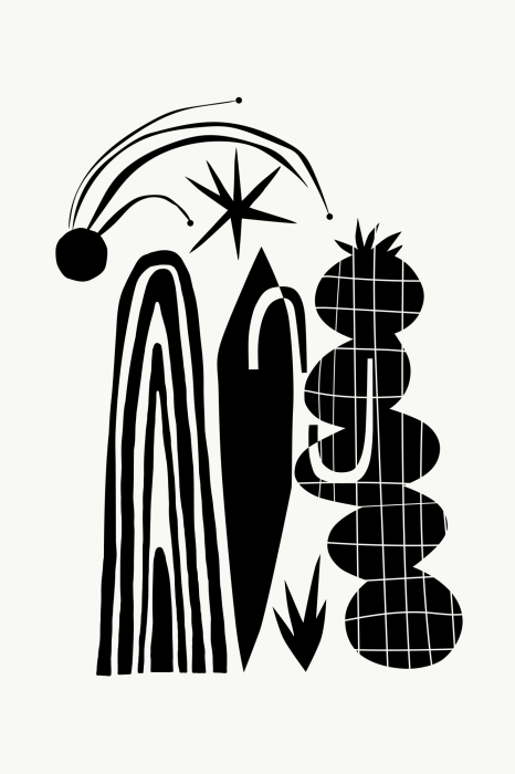 Poster  Cactus noirs minimalistes avec une étoile