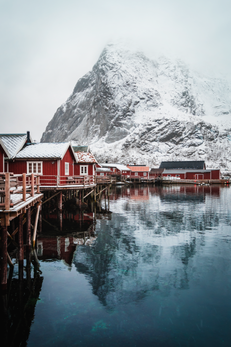 Poster  Paysage d'hiver avec reflet dans le lac