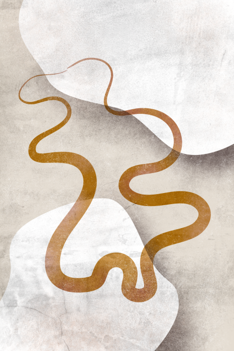 Poster  Une ligne dorée abstraite serpentant sur un fond clair.