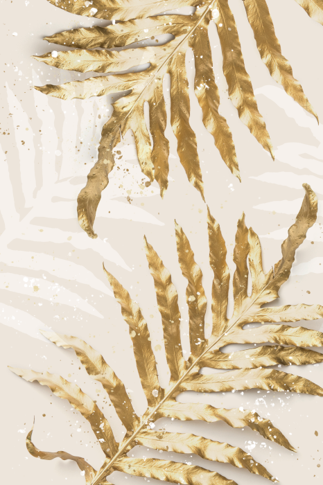 Poster  Illustration de fougères délicates dans une palette dorée