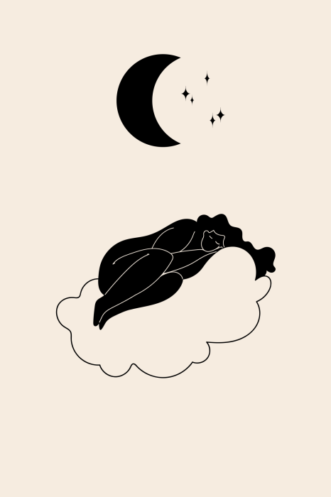 Poster  Illustration de la silhouette d'une femme sur un nuage