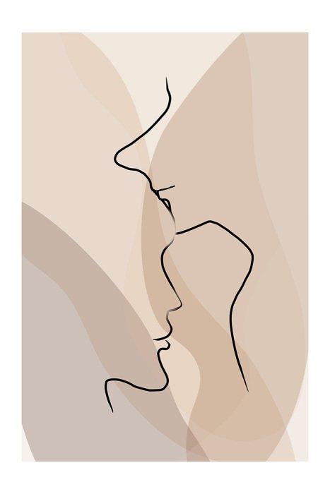 Poster  Un dessin subtil du visage d'une femme et d'un homme