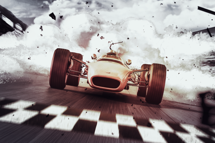 Poster  Une voiture de sport dynamique en mouvement