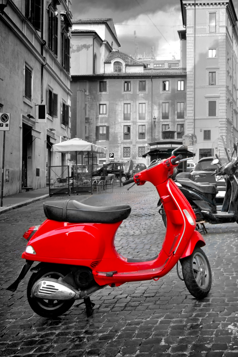 Poster  Scooter vintage sur fond monochrome