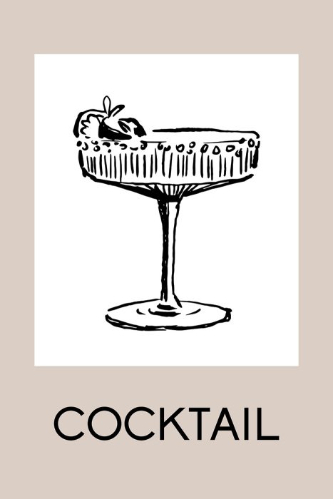 Poster  Croquis linéaire d'un verre avec une inscription décorative