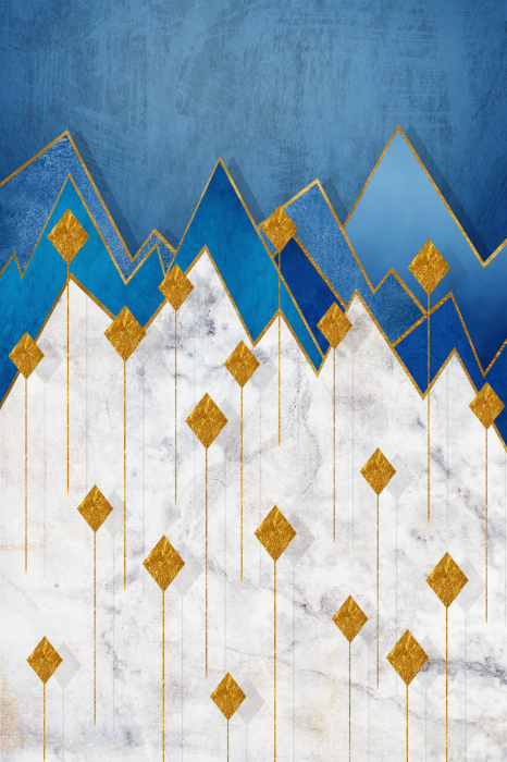 Poster  Montagnes bleues sur fond de marbre