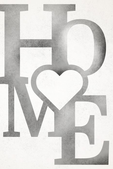 Poster  Typographie avec le mot « maison » et un cœur