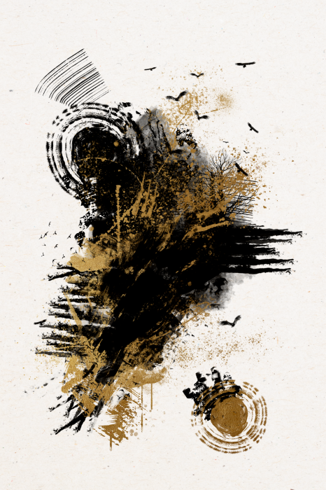 Poster  Une composition expressive avec une tache sombre