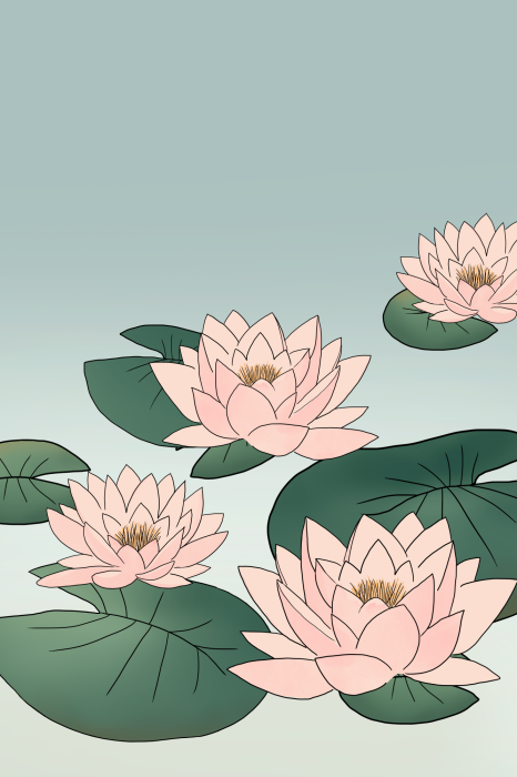 Poster  Une image apaisante de fleurs à la surface de l'eau