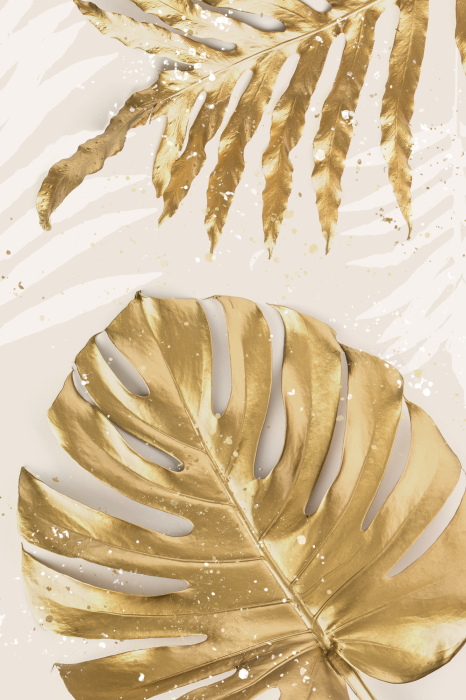 Poster  Motif botanique avec des feuilles dorées