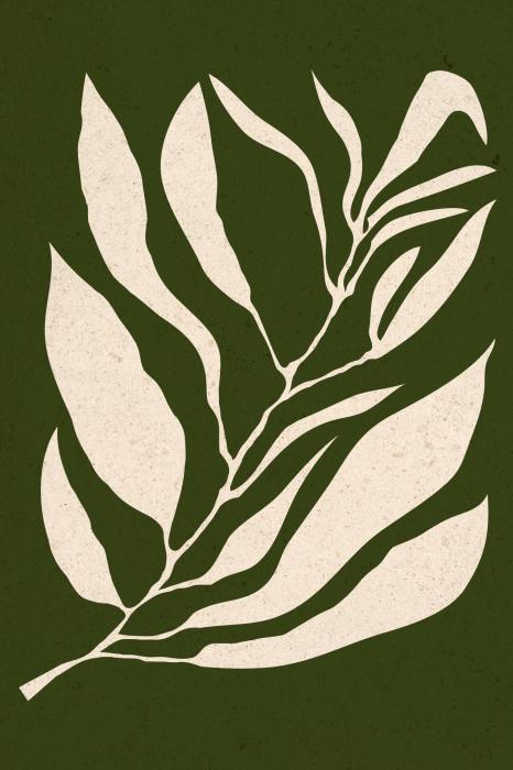 Poster  Illustration végétale avec feuille crème