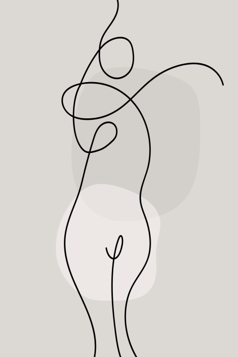 Poster  Un dessin délicat d'une femme sur un fond à pois